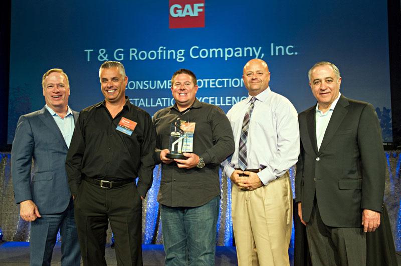 T&G Roofing Upland, CA is awarded the GAF Triple Excellence Award for 2014